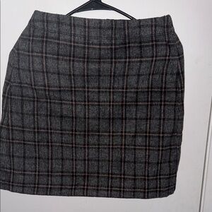 LOFT Black and Gray Plaid Pencil Skirt